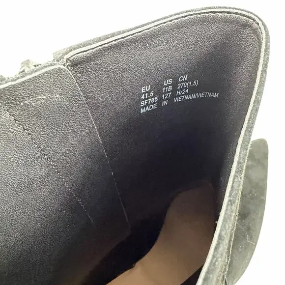 Stuart Weitzman Renegade Suede Block Heel Ankle Boots Black Size 11